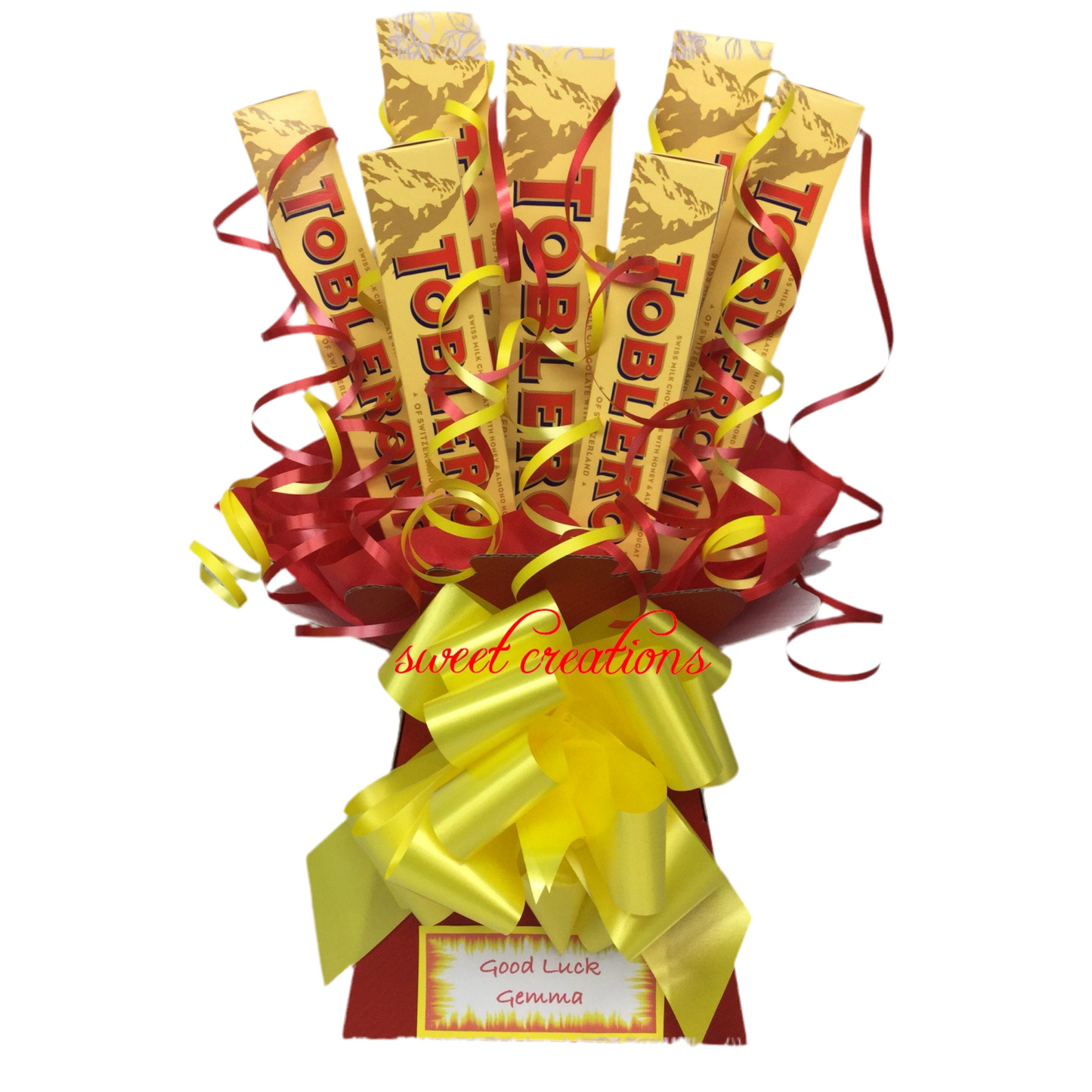 Toblerone chocolate bouquet SWEET CREATIONS sweet hamper gift party tablecentre christmas
