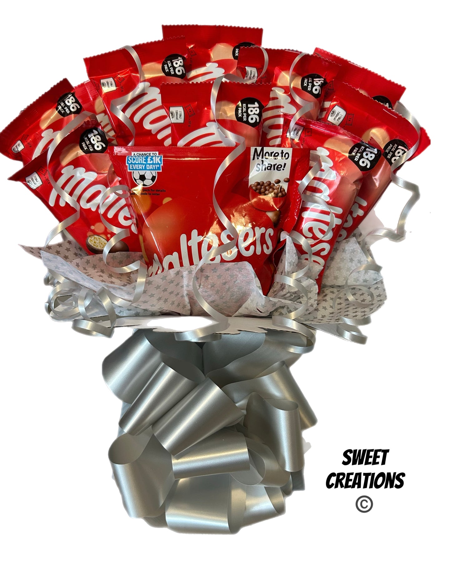 maltesers chocolate bouquet sweet hamper Christmas gift sweet creations teaser bars box maltesers red tablecentre party