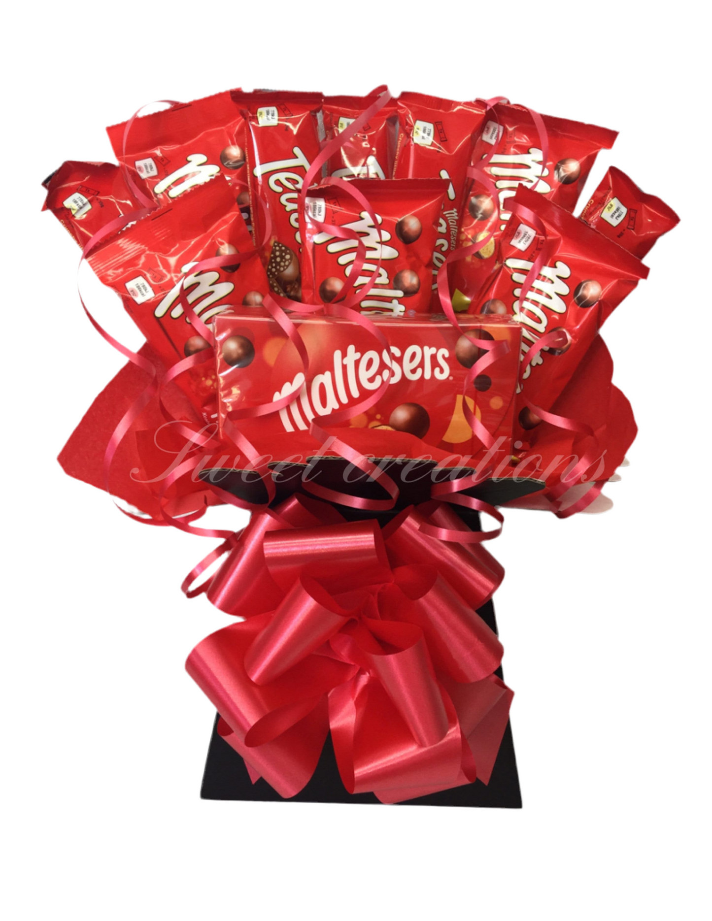 maltesers chocolate bouquet sweet hamper Christmas gift sweet creations teaser bars box maltesers red tablecentre party