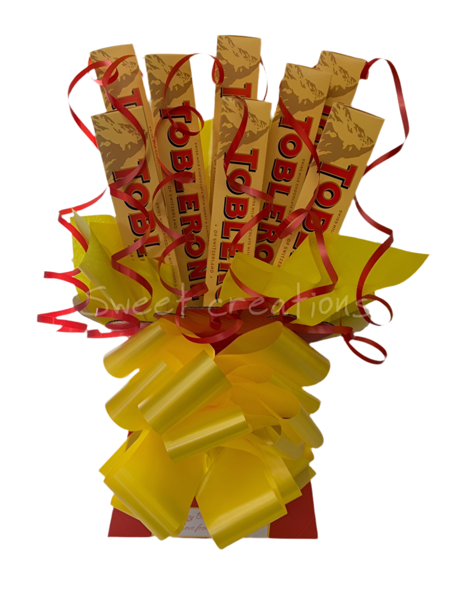 Toblerone chocolate bouquet SWEET CREATIONS sweet hamper gift party tablecentre christmas