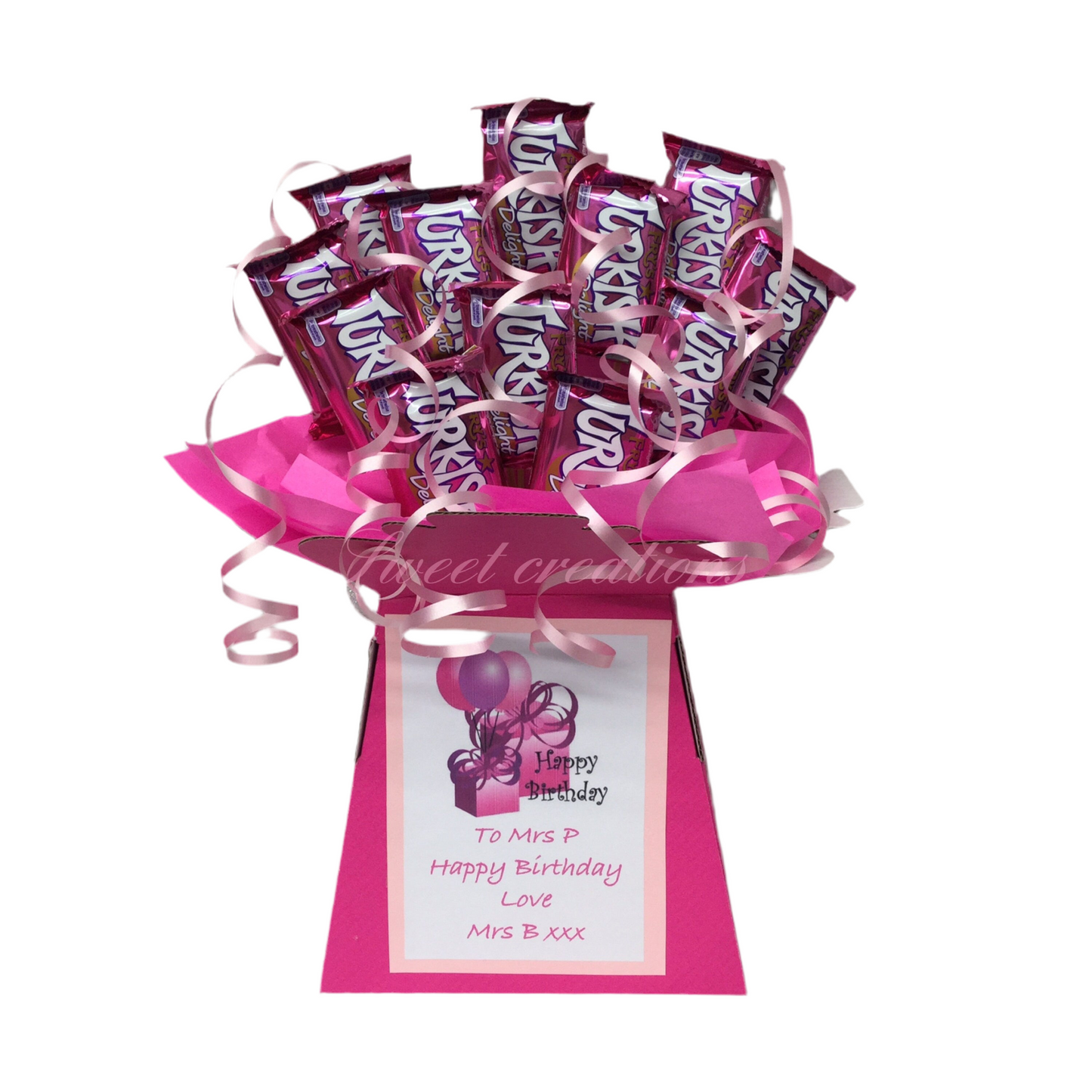 Frys Turkish delight chocolate bouquet free postage SWEET CREATIONS sweet hamper gift party tablecentre Father's Day Mother's Day Easter