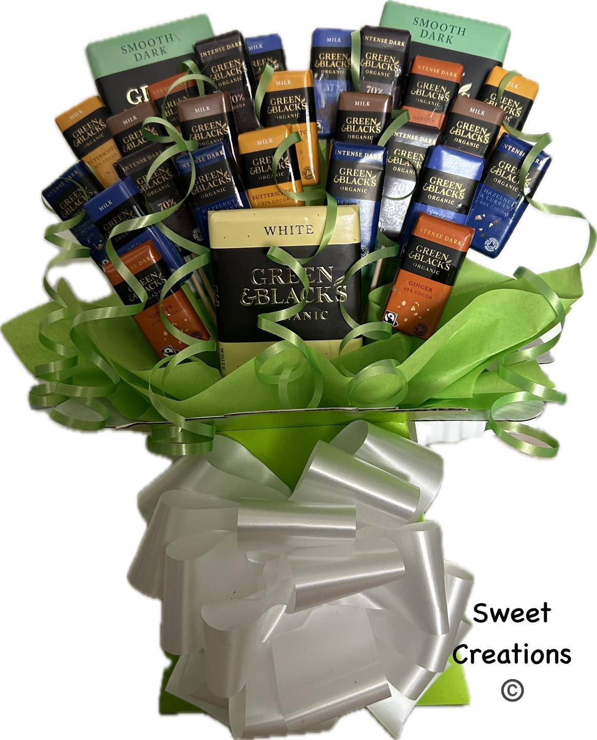 Green and blacks Chocolate Bouquet sweet creations Party gift male birthday present sweet hamper Easter Mother's Day fathers day