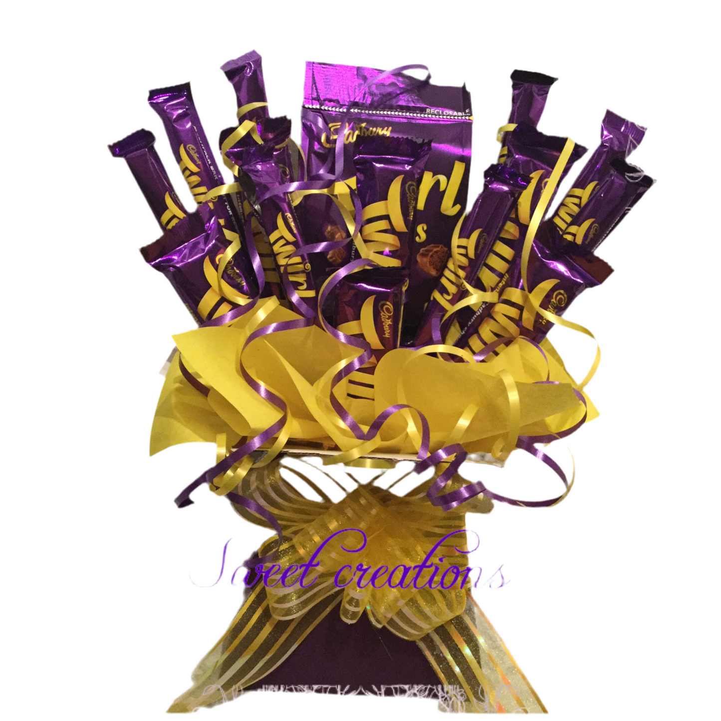 Cadbury Twirl chocolate bouquet SWEET CREATIONS sweet hamper gift party tablecentre christmas