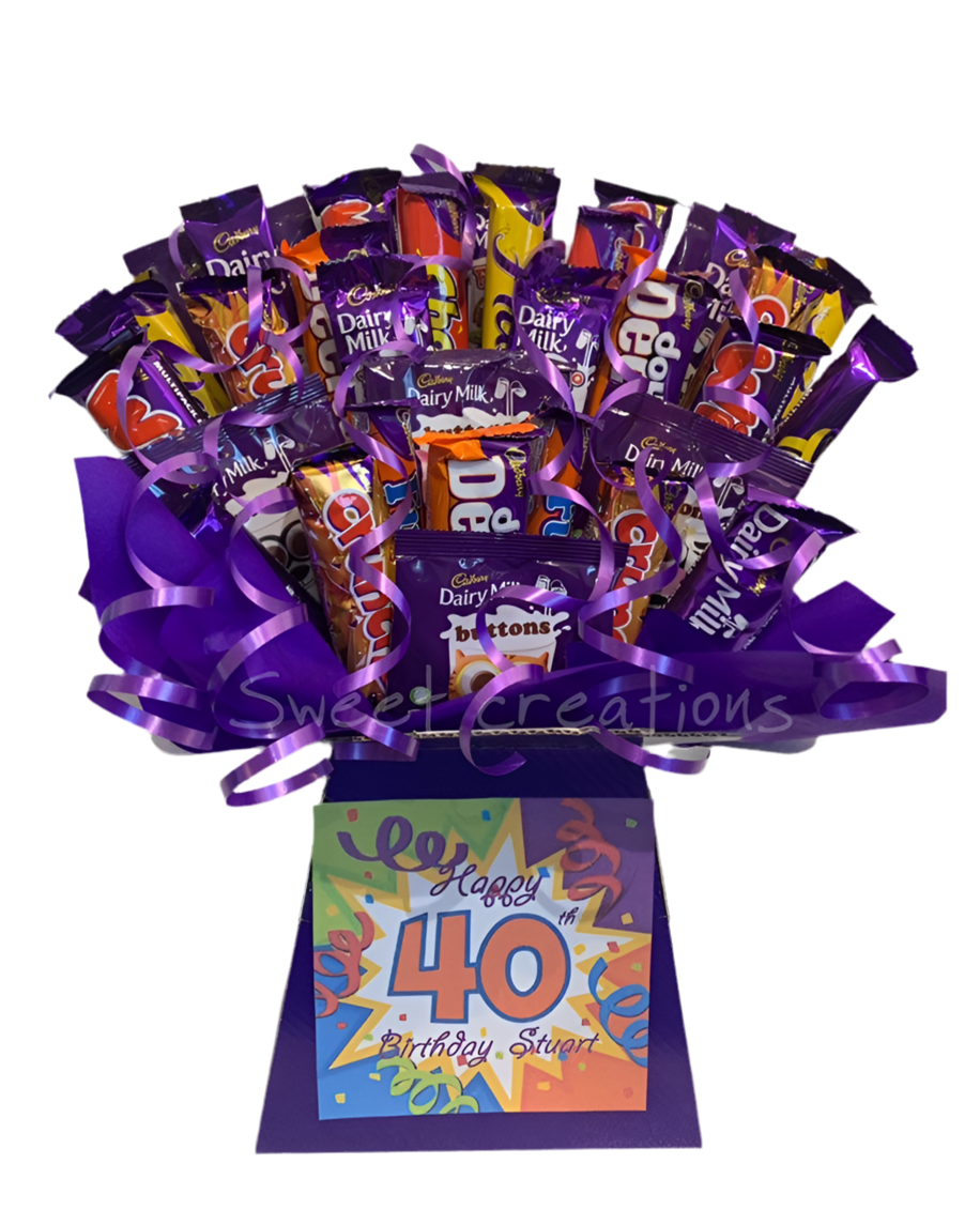 Cadburys mix chocolate Bouquet SWEET CREATIONS sweet hamper gift party tablecentre easter Mother's Day Father's Day