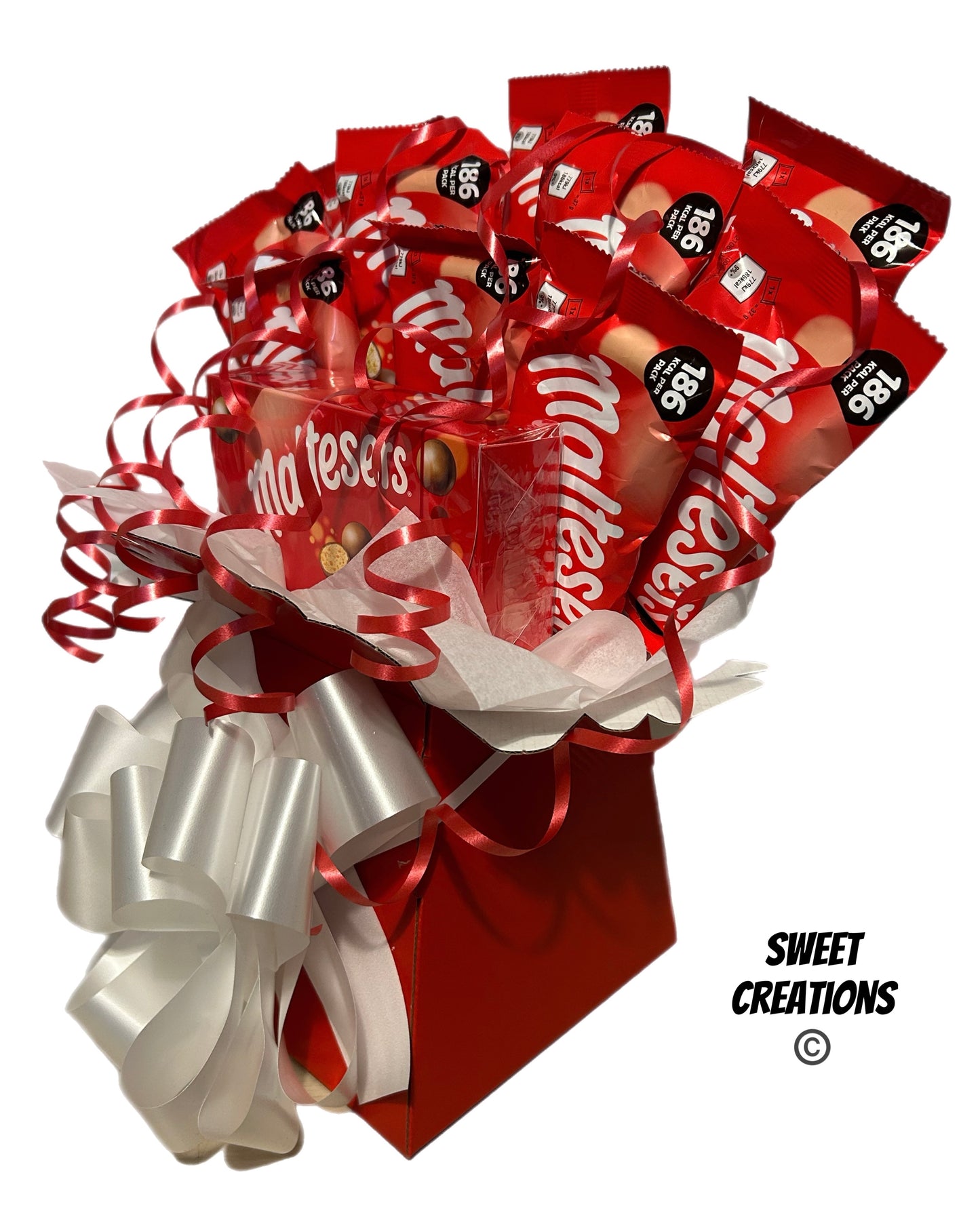maltesers chocolate bouquet sweet hamper Christmas gift sweet creations teaser bars box maltesers red tablecentre party