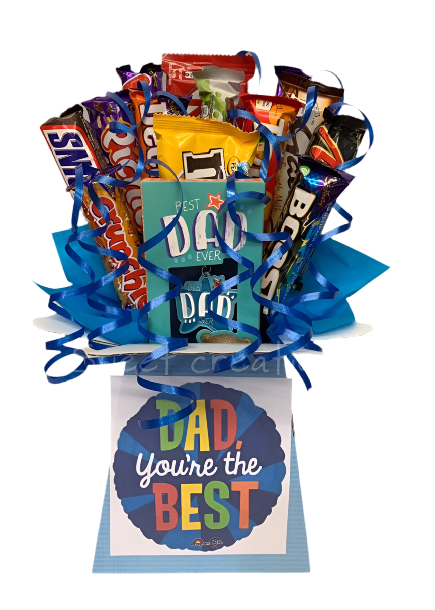 Worlds best dad chocolate bouquet SWEET CREATIONS sweet hamper party tablecentre gift Father's Day