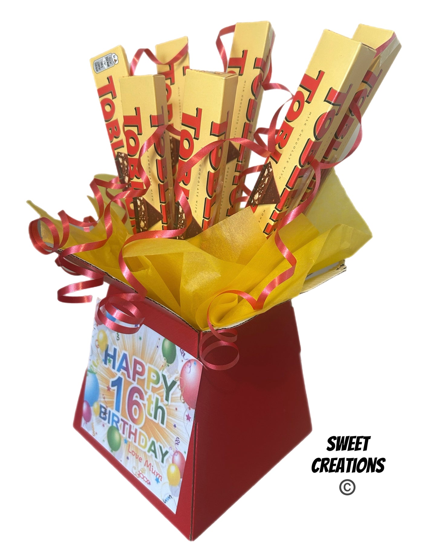 Toblerone chocolate bouquet SWEET CREATIONS sweet hamper gift party tablecentre christmas