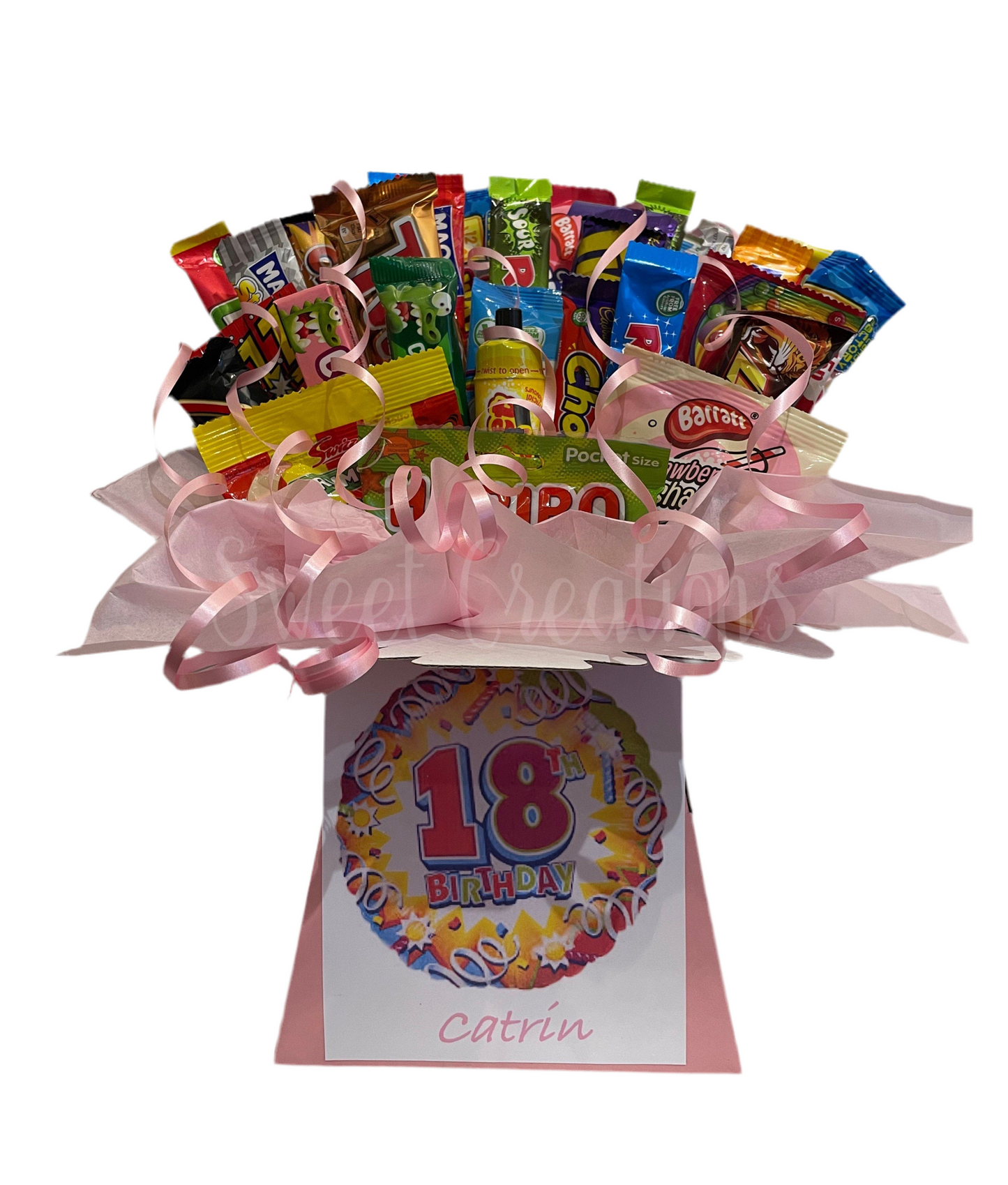 Mixed sweet and chocolate bouquet 18th birthday personalised sweet creations tablecentre party gift female male birthday present