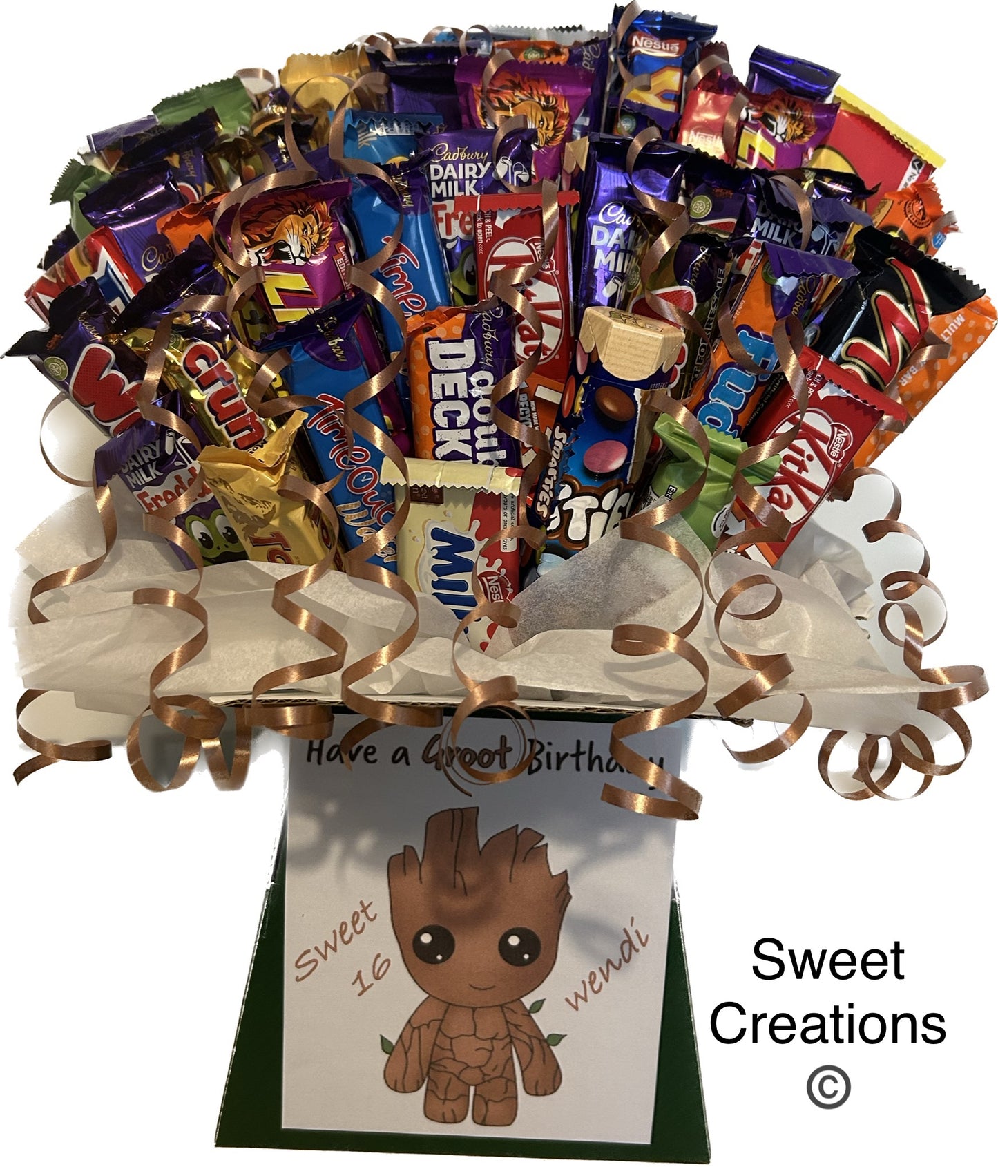 Chocolate mix bouquet groot guardians of the galaxy theme happy birthday