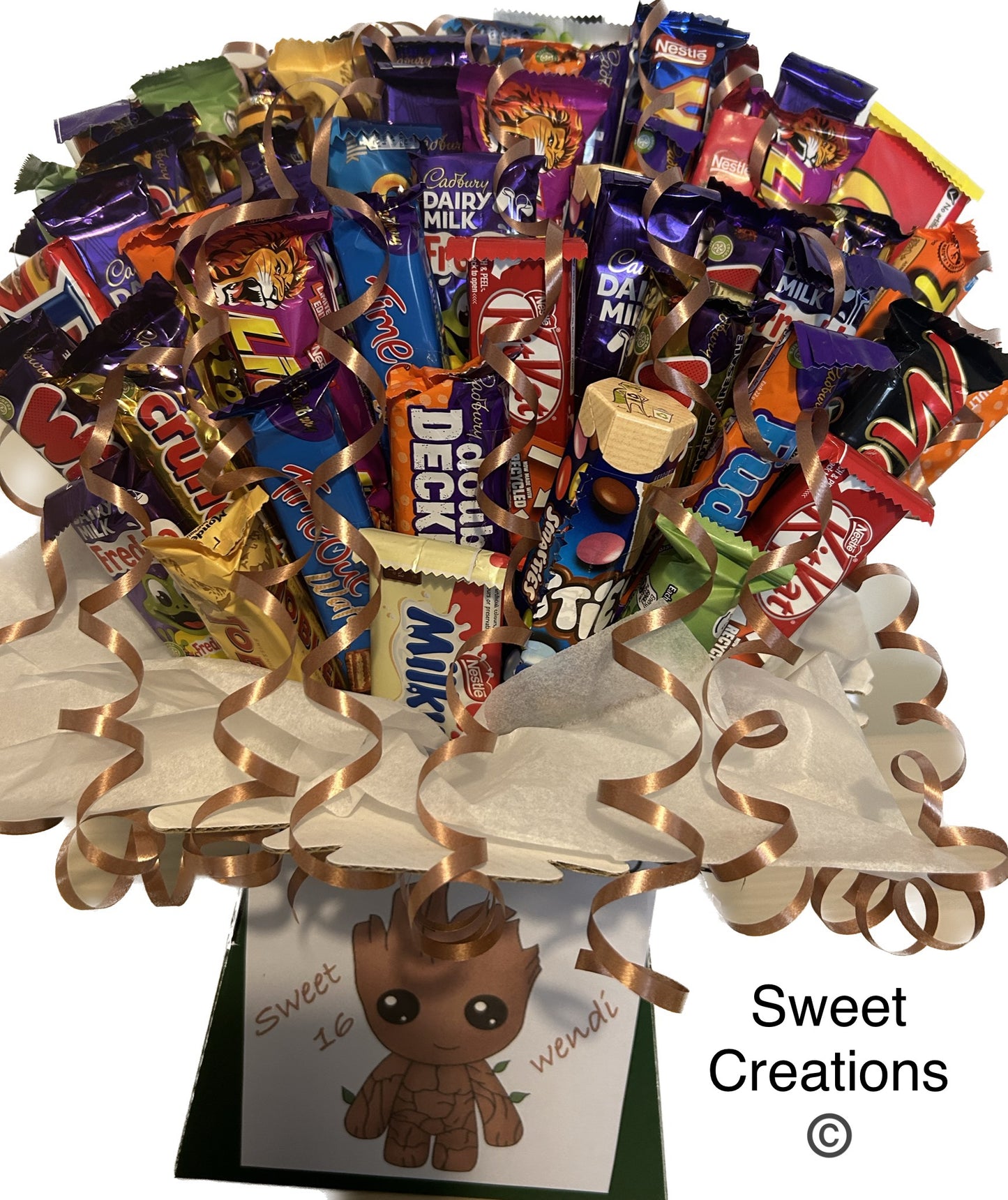 Chocolate mix bouquet groot guardians of the galaxy theme happy birthday