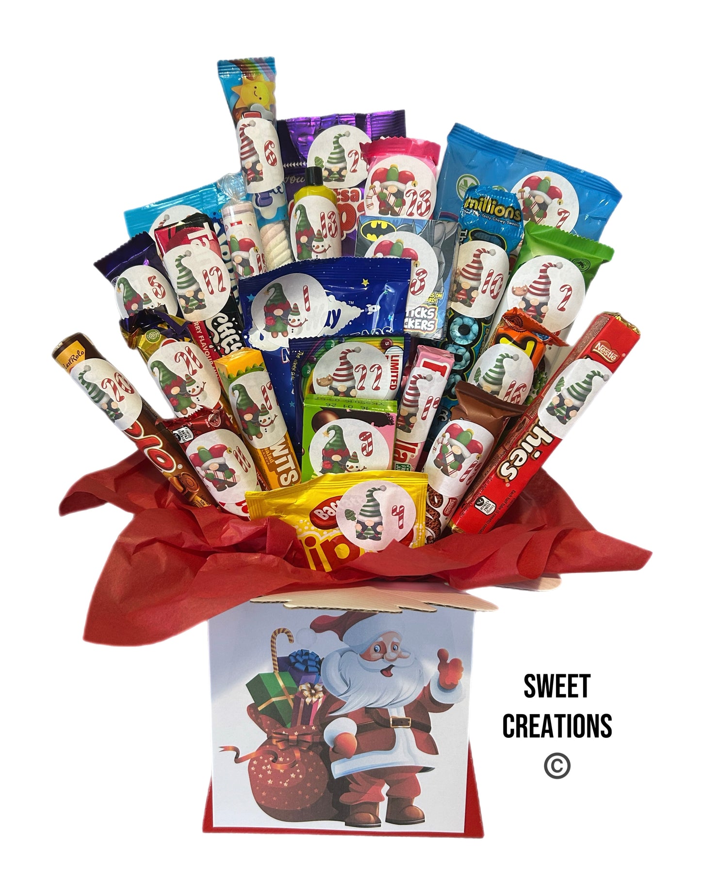Christmas advent calendar chocolates and sweets bouquet