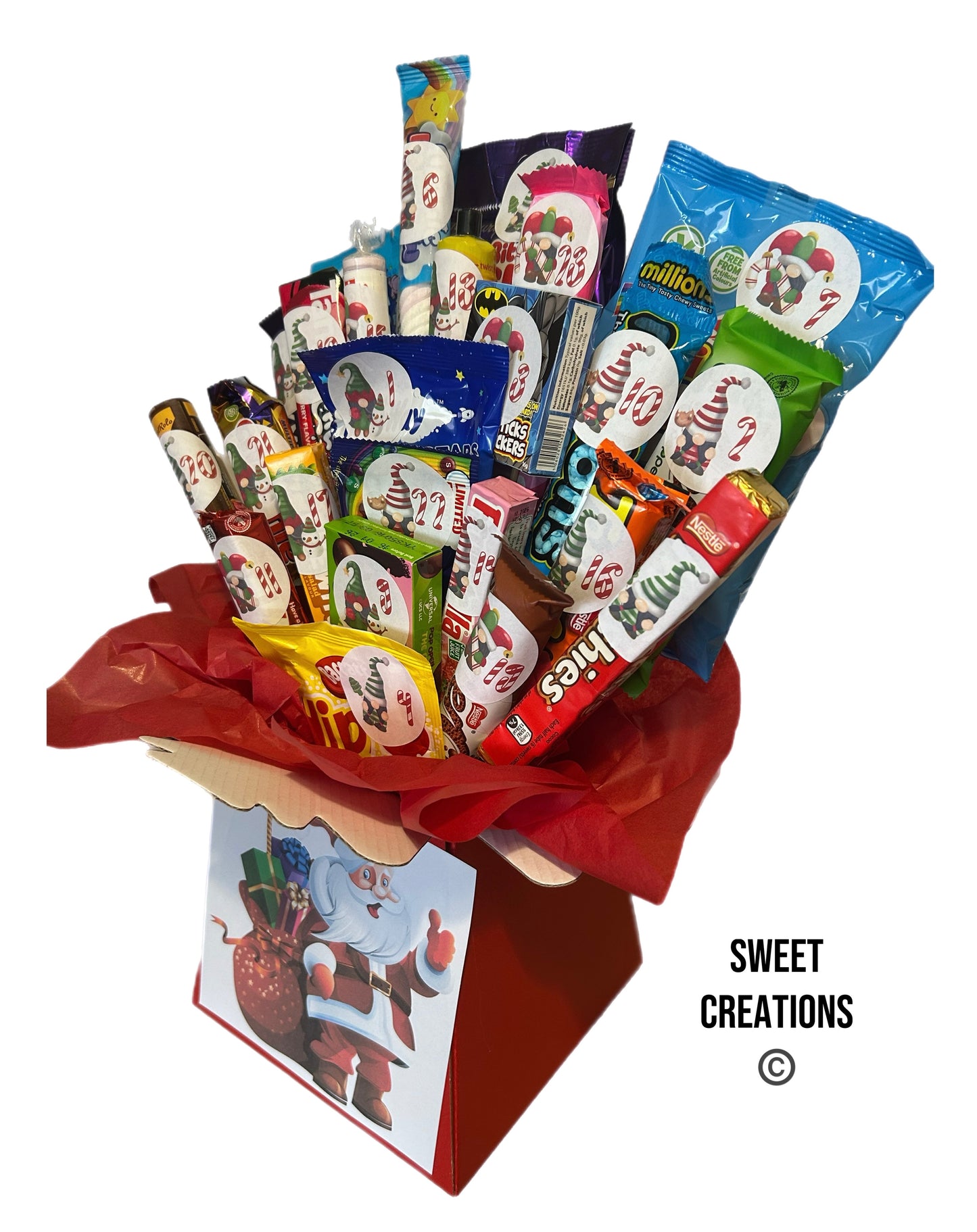 Christmas advent calendar chocolates and sweets bouquet