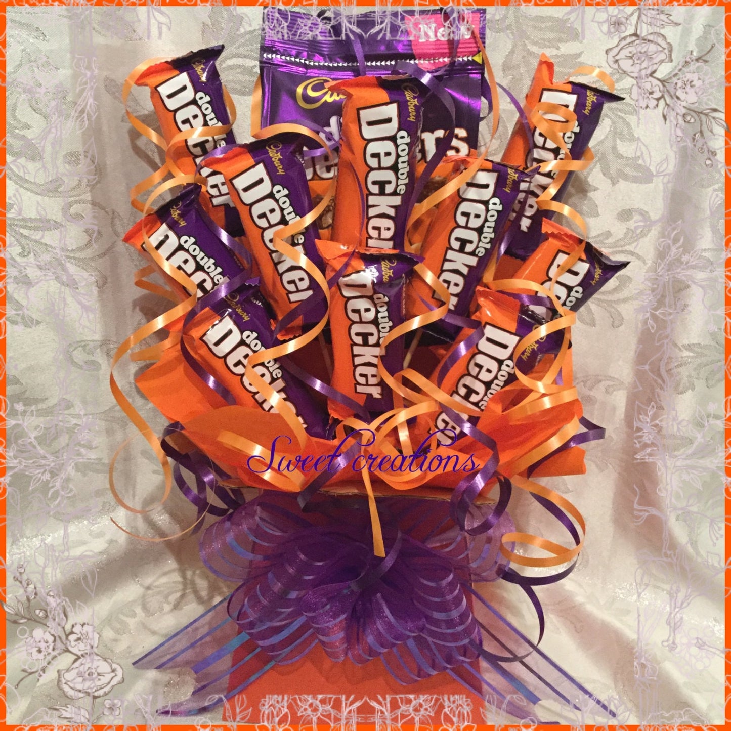 Double decker Cadburys chocolate bouquet SWEET CREATIONS sweet hamper gift party tablecentre christmas