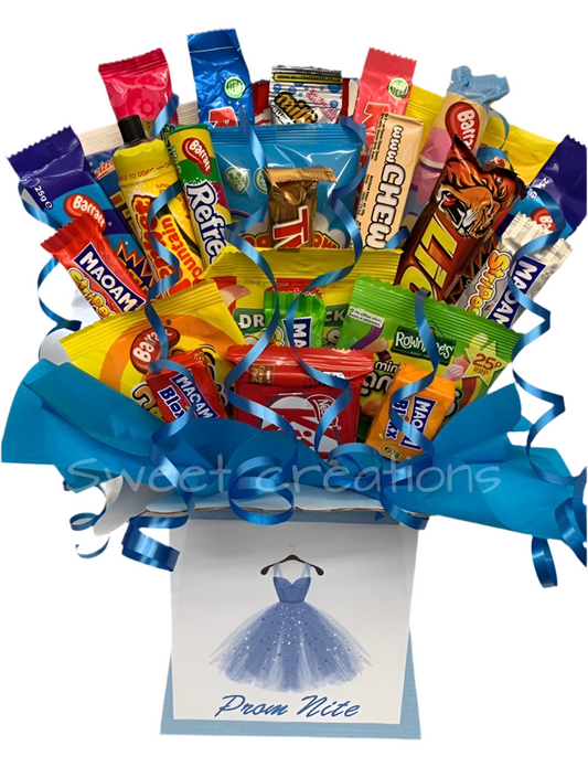 Prom night sweet and chocolate mix bouquet sweet creations stoke made to order