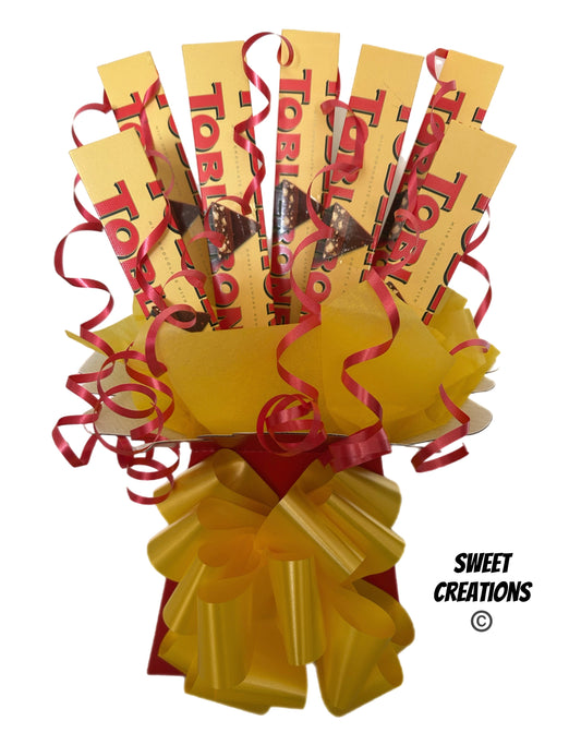Toblerone chocolate bouquet SWEET CREATIONS sweet hamper gift party tablecentre christmas