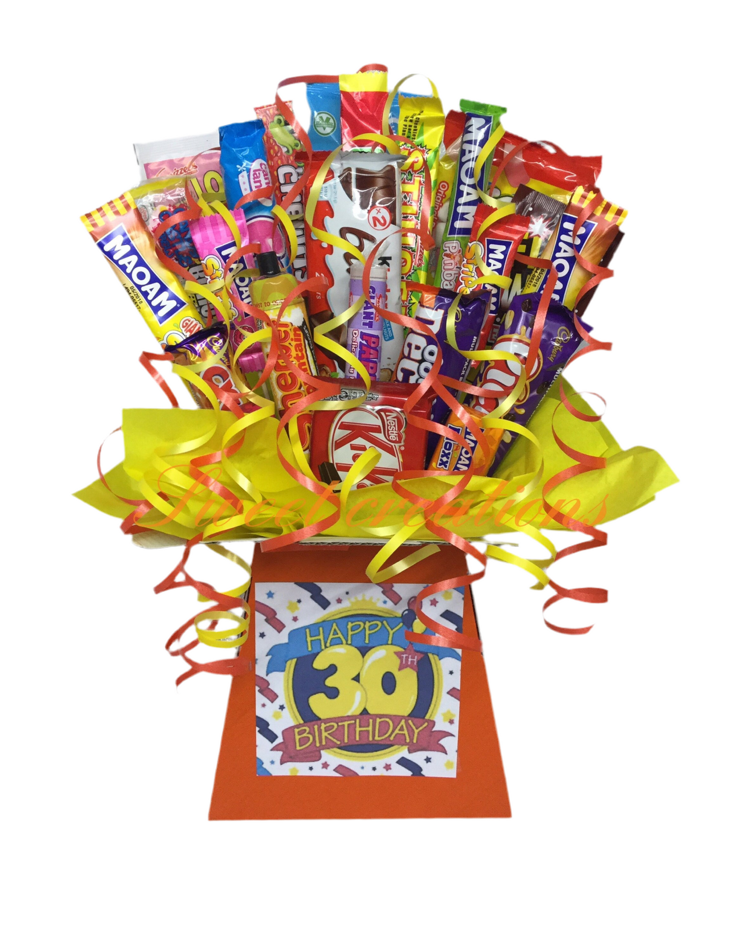 happy 30th birthday sweet and chocolate Bouquet SWEET CREATIONS sweet hamper gift party tablecentre christmas