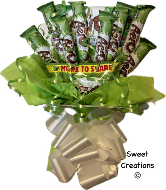 Mint aero chocolate bouquet sweet hamper SWEET CREATIONS christmas party tablecentre aero chocolate birthday