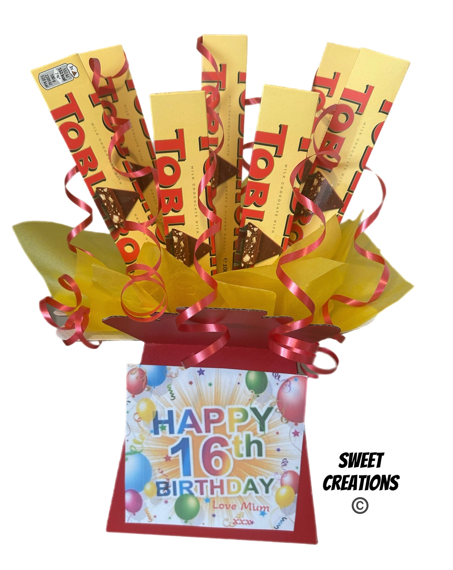 Toblerone chocolate bouquet SWEET CREATIONS sweet hamper gift party tablecentre christmas
