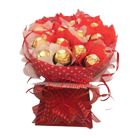 Ferrero Rocher Bouquet Red hearts free postage SWEET CREATIONS sweet hamper gift party tablecentre christmas