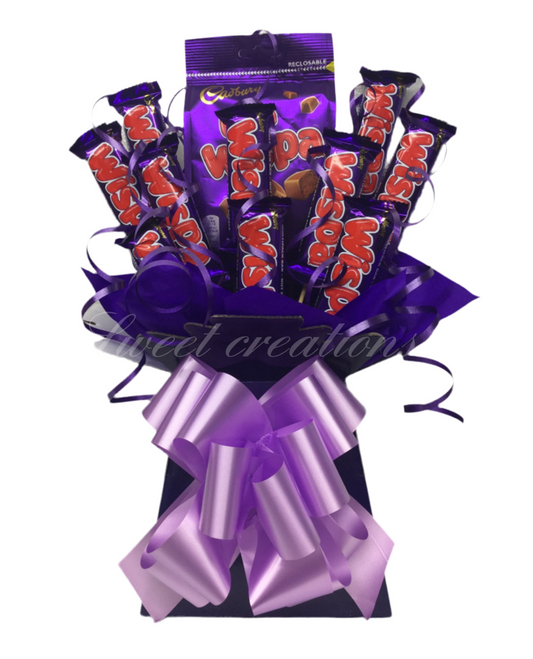 Cadburys wispa chocolate Bouquet SWEET CREATIONS sweet hamper gift party tablecentre easter Mother's Day Father's Day