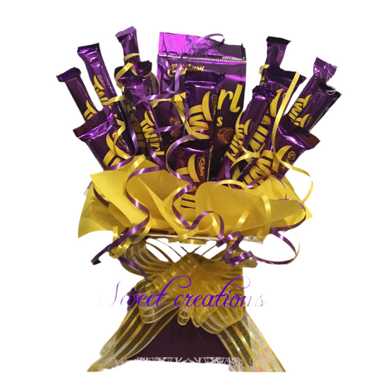 Cadbury Twirl  chocolate bouquet SWEET CREATIONS sweet hamper gift party tablecentre christmas