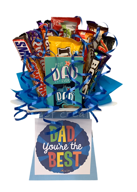 Worlds best dad chocolate bouquet SWEET CREATIONS sweet hamper party tablecentre gift Father's Day