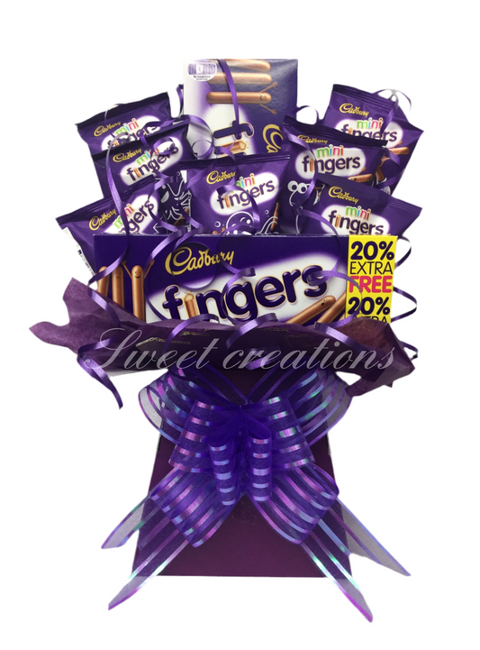 Cadburys milk chocolate fingers bouquet SWEET CREATIONS sweet hamper gift party tablecentre Father's Day