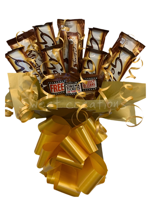 Gold Galaxy chocolate Bouquet Christmas sweet creations sweet hamper gift birthday present Galaxy Minstrels