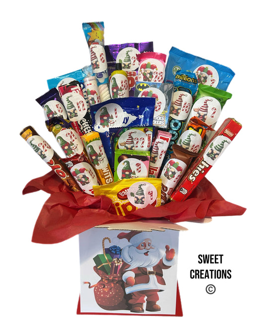 Christmas advent calendar chocolates and sweets bouquet