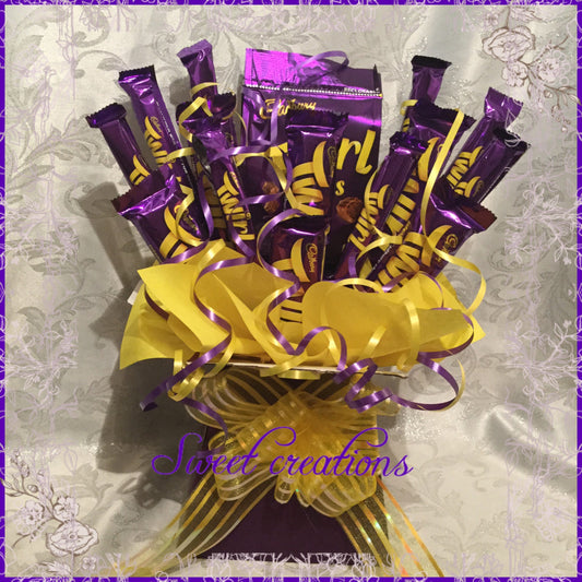 Cadbury Twirl  chocolate bouquet SWEET CREATIONS sweet hamper gift party tablecentre christmas