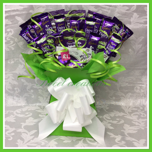 cadbury dairy milk and buttons Chocolate Bouquet sweet creations Christmas party tablecentre sweet hamper children's chocolate gift wedding