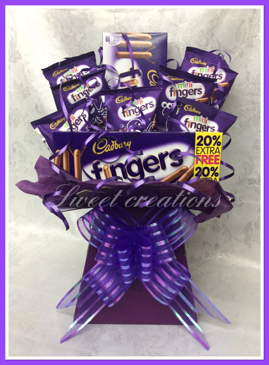 Cadburys milk chocolate fingers bouquet SWEET CREATIONS sweet hamper gift party tablecentre Father's Day