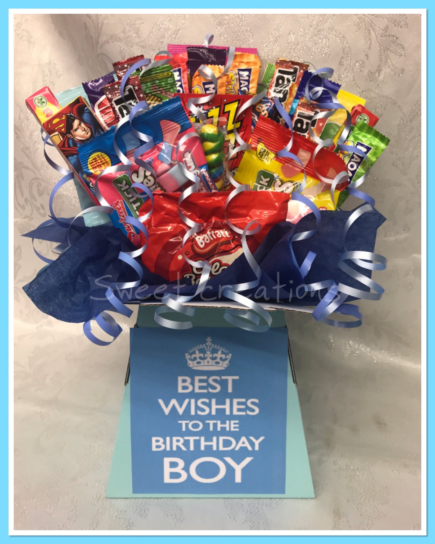 Birthday boy medium sweet bouquet SWEET CREATIONS sweet hamper gift party tablecentre christmas